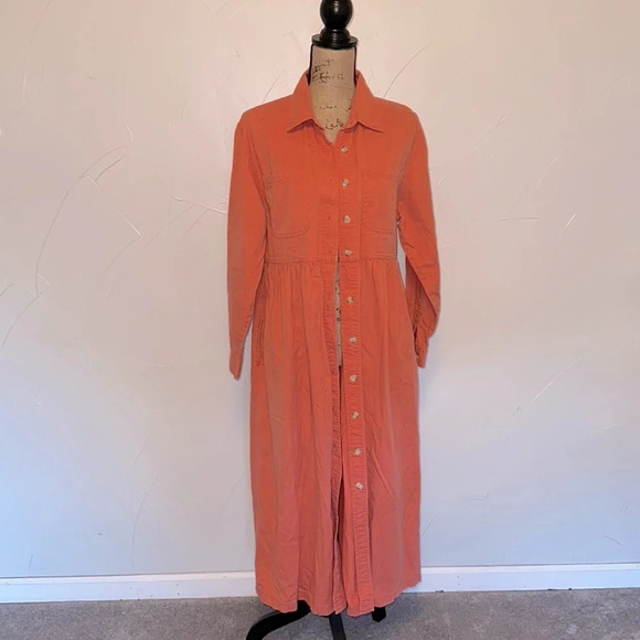 FADS Denim Canvas Cotton Maxi Babydoll sweet Peach Dress EVC L - Picture 1 of 4